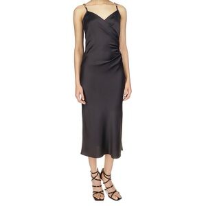 Michael Kors Black Satin Midi Dress